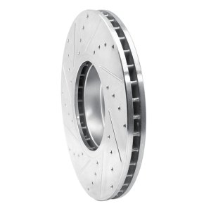 BMW X5 Brake Rotor (1) - Front Right - R1 Concepts - Drilled & Slotted - Silver - `07-`19